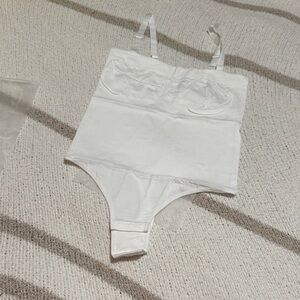 White Women’s Shapewear Thong Bodysuit - Unbranded